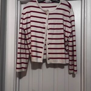 Levi's Women's Red and White Striped Cardigan